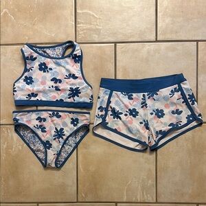 Ellen Tracy Blue Patterned Bikini Set